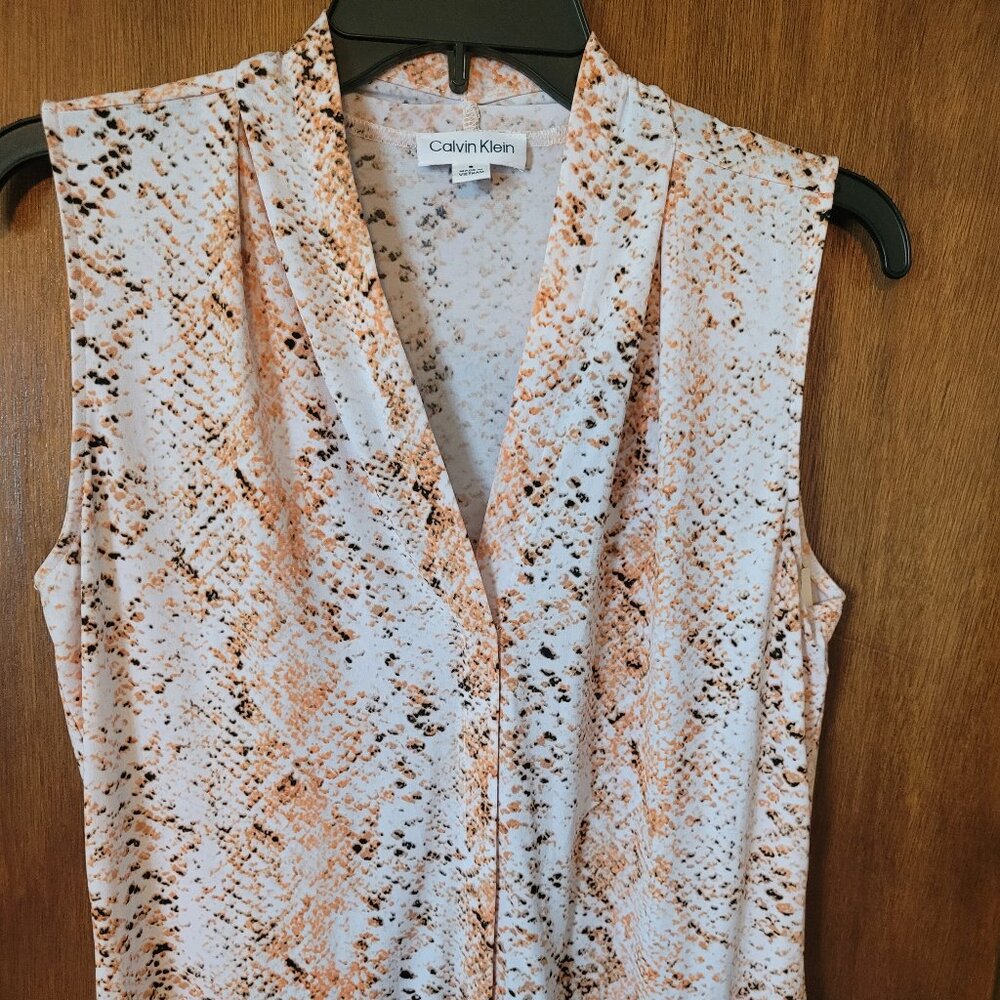 Snakeskin Print Calvin Klein Sleeveless Blouse -Animal Print Tank Top Small